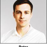 A watercolour painting of a smart young man aged 26. He has well groomed short brown hair, deep chestnut coloured eyes, and a warm, gentle smile. He's wearing a plain white polo shirt.